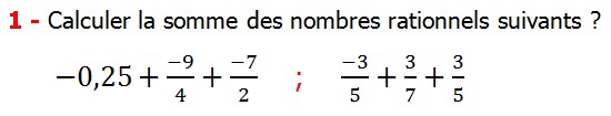 Exercices corriges de mathématique cours les nombres rationnels l’addition et la soustraction maths 3éme comment additionner et soustraire deux nombres rationnels calcul plusieurs nombres rationnels calcul l’addition et la soustraction des nombres fractionnaire calcul l’addition et la soustraction des nombres relatifs en écriture décimaux réduire le dénominateur des nombres rationnels et simplifier le résultat Calculer la somme des nombres rationnels suivants 